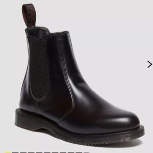 Dr. Martens Flora Smooth Chelsea Pull On Boots Black Leather Womens